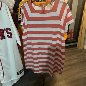 Striped Coral and White Dress